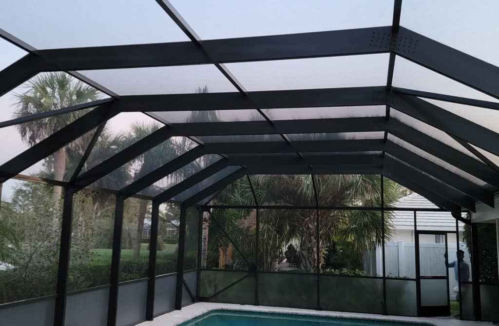 a mansard enclosure at a home in palm beach gardens